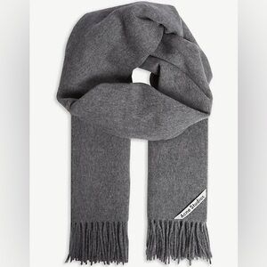Acne Canada Oversized Scarf Gray Melange Wool Scarf